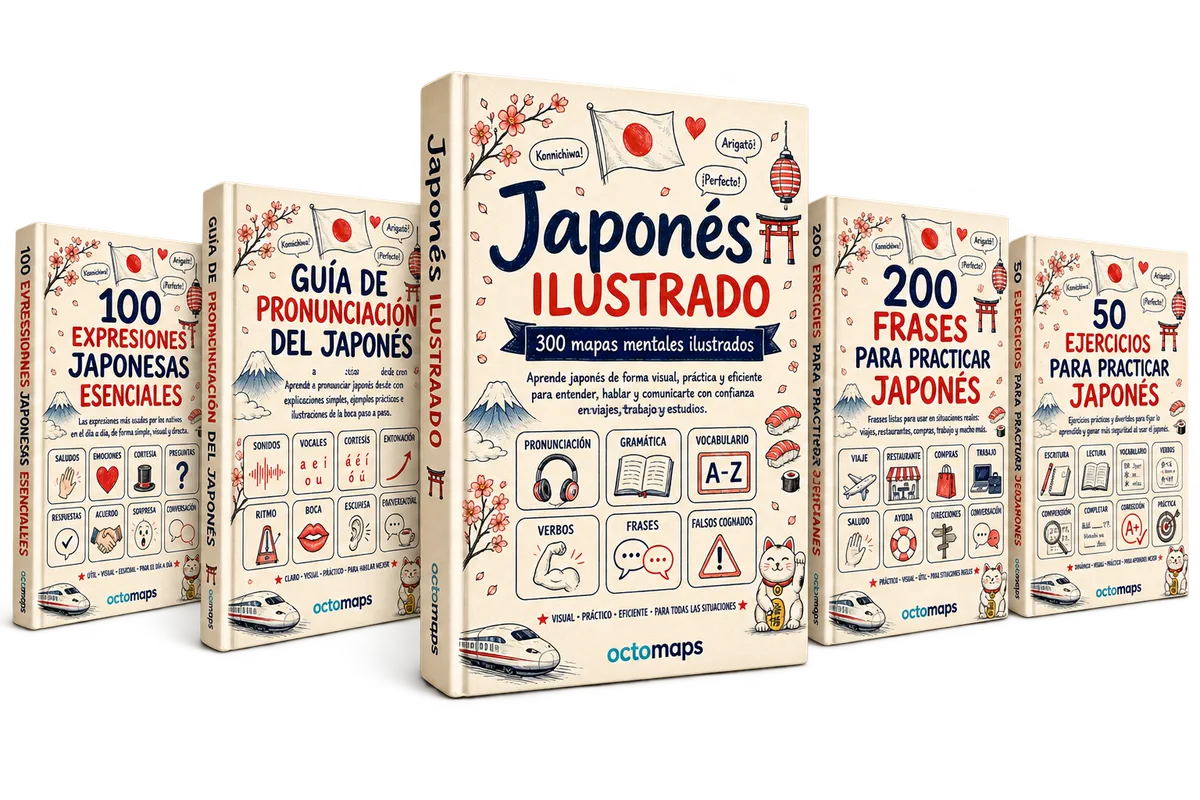 Japonés Ilustrado con 300 mapas mentales y cuatro bonos