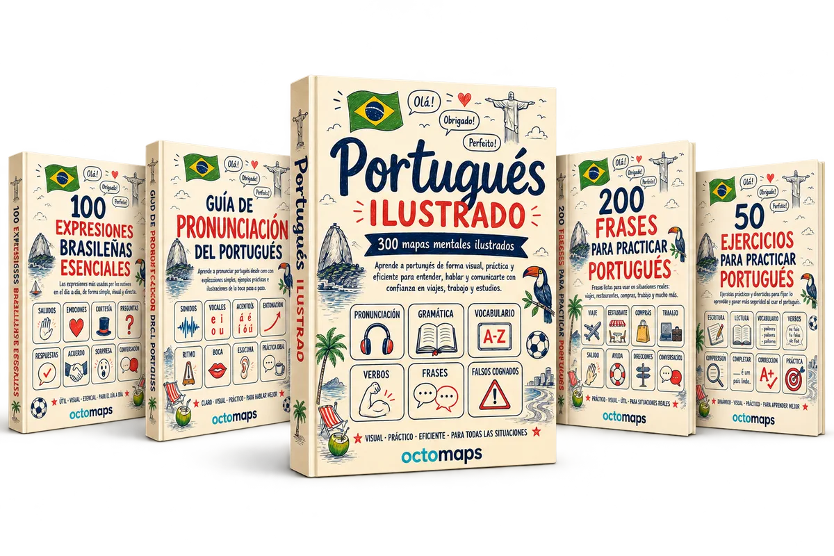 Portugués Ilustrado con 300 mapas mentales y cuatro bonos